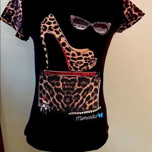 Fashion Animal Print and Black  Vinizbena Women Small Top  🌸New
